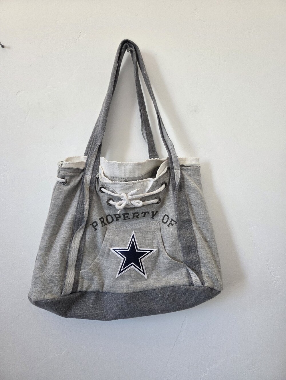 NFL Dallas Cowboys Football Hoodie Tote Bag Gray Novelty Unique Little Earth